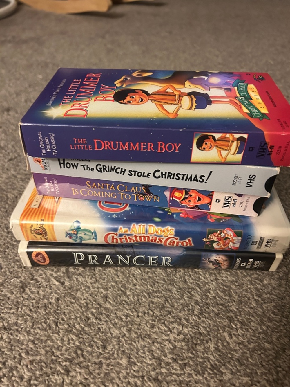 VHS Holiday Movie Stack - Colorful Christmas Covers